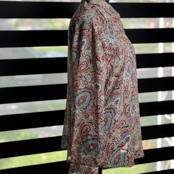 Vintage 70s 80s Jacobson’s Mod Red Beige Grey Paisley Blouse Size 8 - Picture 1 of 10